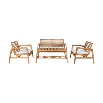 Houten tuin loungeset Tristan - 4delig - met zitkussens