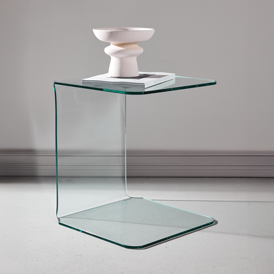 Cornelis glazen bijzettafels transparant - 53 x 45 cm - Set van 2