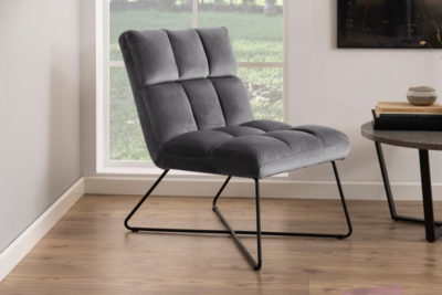 Zaragoza Fauteuil Fluweel - Donkergrijs met zwarte poten