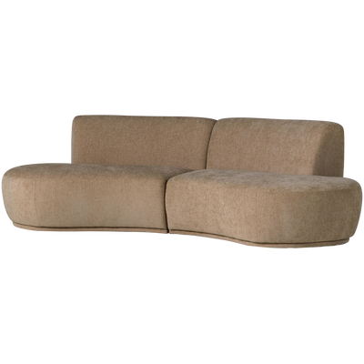 Batavier half ronde bank 4-zits velvet lichtbruin melange