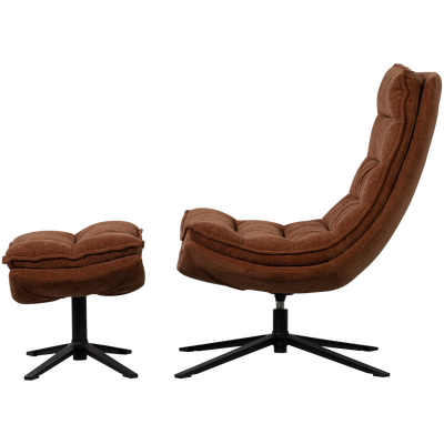Kube draaifauteuil met hocker bruin