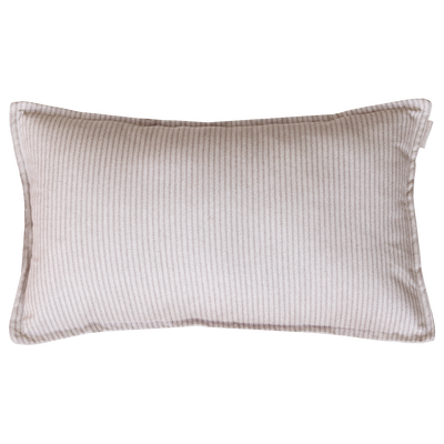 Kussen canvas streepjes zand taupe