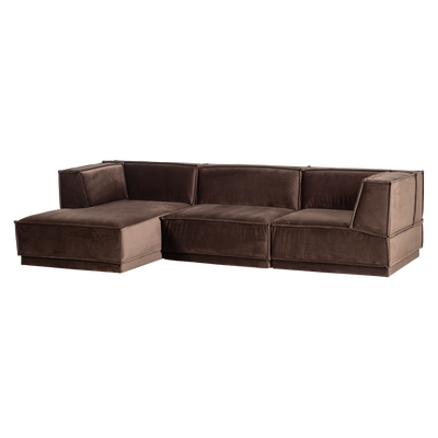 Manu chaise longue bank links velvet bruin [fsc]