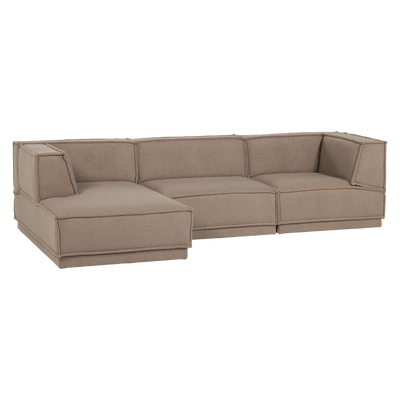 Manu chaise longue bank links velvet bruin [fsc]