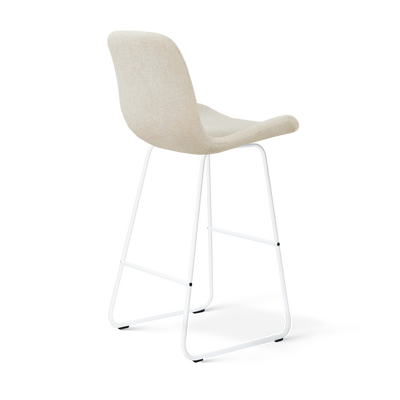 Barkruk Nino-Fé wit onderstel rib beige 75 cm