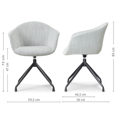 Draaibare eetkamerstoel Nola-Otis - zwart onderstel