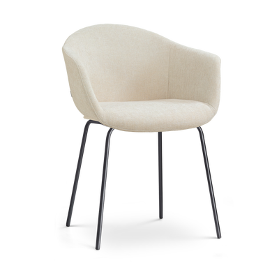 Eetkamerstoel Nora-Otis gestoffeerd - zwart onderstel - met armleuningen