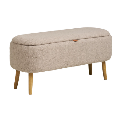 Rebecca bankje met opbergruimte beige bouclé - 95 x 45 cm