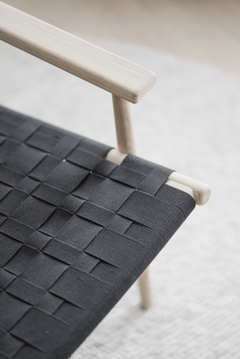Fauteuil Canwood houten whitewash - zwarte zitting