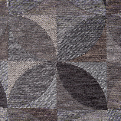 Grijs en zwart Rondo grafisch vloerkleed met abstract bladermotief