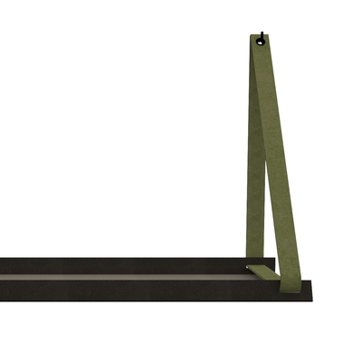 Stalen wandplank 98x20cm - incl. leren plankdragers