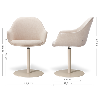 niva-mae draaibare eetkamerstoel- beige onderstel
