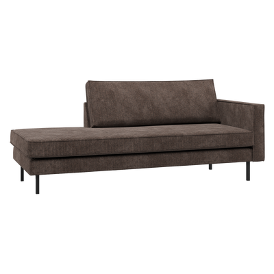 Rodeo daybed rechts ribstof bruin