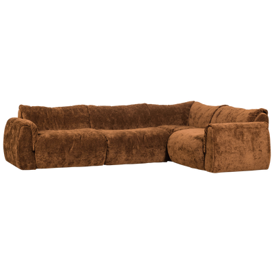Baggy hoekbank rechts 3d chenille donkerbruin