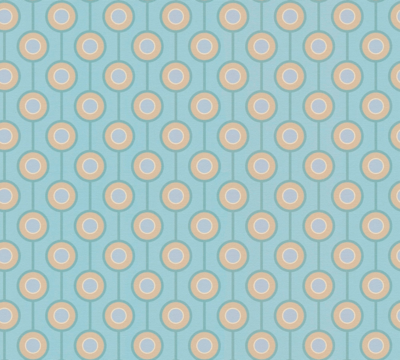 Retro cirkelpatroon op licht gestructureerd vliesbehang– turkoois, blauw, beige
