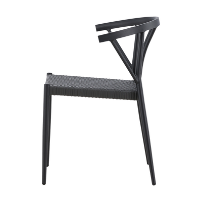 Aluminium tuinstoel zwart Julian- rattan zitting - set van 2
