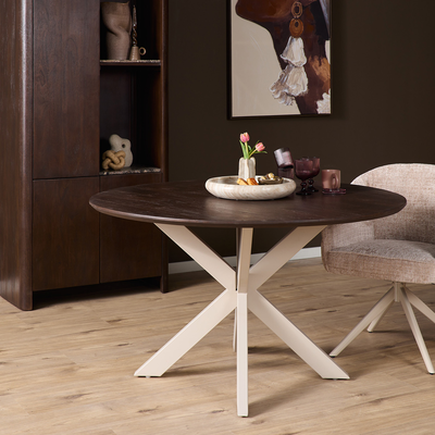 Eettafel De Bokke Rond Bruin & Wit