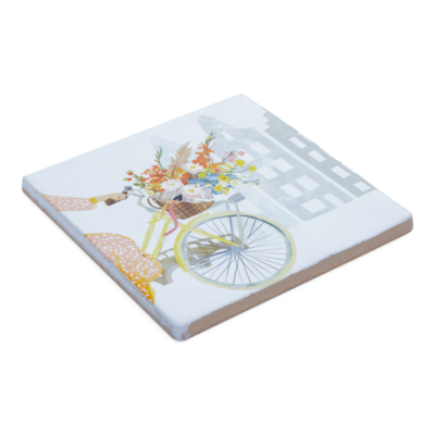 StoryTiles wandtegel Vrolijkheid in een fietsmand
