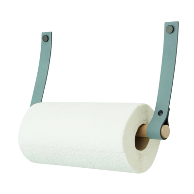 Leren keukenrolhouder (roldrager: rondhout)