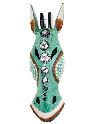 Houten giraffe masker celeste capiz schelpen