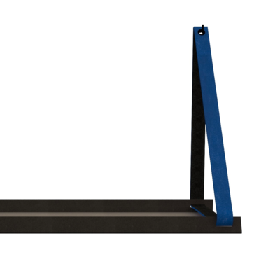 Stalen wandplank 70x20cm - incl. leren plankdragers Stalen wandplank met leren plankdragers - Blauw
