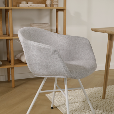 Eetkamerstoel Noa-Otis wit onderstel met armleuningen