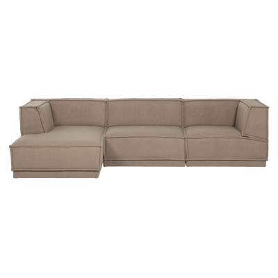 Manu chaise longue bank links velvet bruin [fsc]