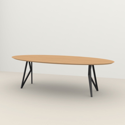 Studio HENK tafel Butterfly Ovaal - zwart frame, hardwax light 3041