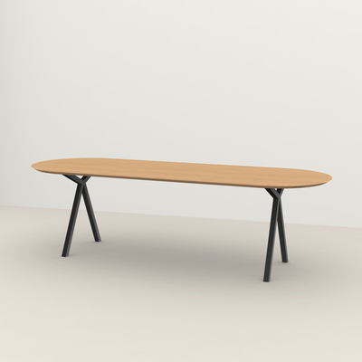Studio HENK tafel Slim X-type Plat ovaal - zwart frame, hardwax light 3041