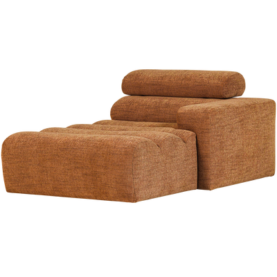 Novi chaise longue element arm rechts boucle karamelbruin
