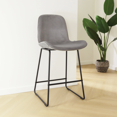 Barkruk Nino-Fé velvet met zwart onderstel (zithoogte 65 cm)