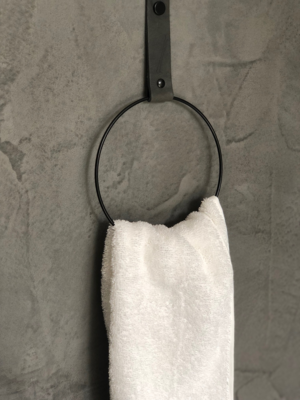 Leren handdoekring maat M (ring zwart)