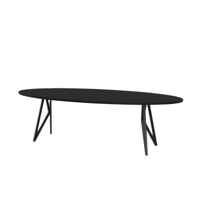Studio HENK tafel Butterfly Ovaal - zwart frame, HPL Fenix nero ingo