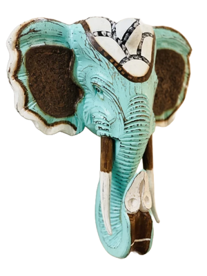 Houten handgesneden olifantenkop large