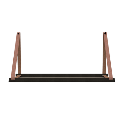 Stalen wandplank 70x20cm - incl. leren plankdragers