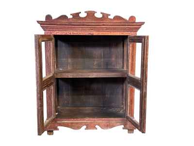 Rood glaskastje 2deur uniek