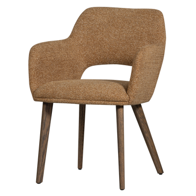 Murat eetkamerstoel taupe met houten poot naturel