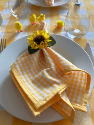 Tafelkleed Kleine ruit geel (Strijkvrij)