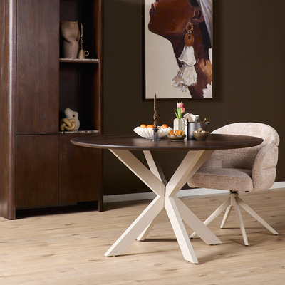 Eettafel De Bokke Rond Bruin & Wit