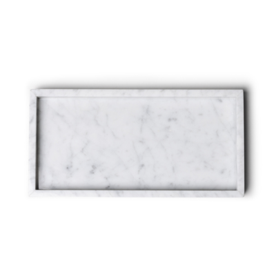 Marmer dienblad met rand 15x30 cm wit