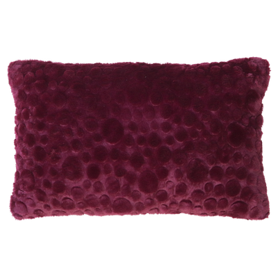 Kussen bont suede dot bordeaux