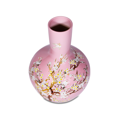 Bloemenvaas geel M Vaas roze bloemen M