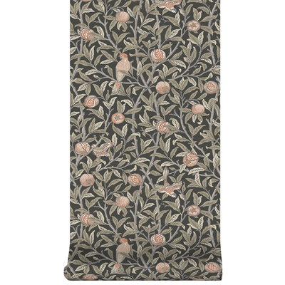 vliesbehang william morris at home bird & pomegranate charcoal