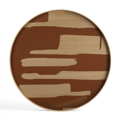 Second Nature glazen dienblad rond  - auburn