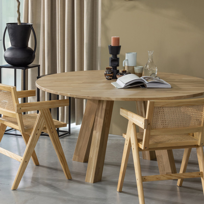 Rhonda xl eettafel o150 cm eiken blacknight [fsc]