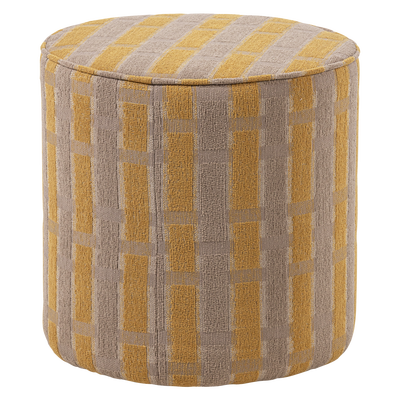 Sarli poef hoog ruit dessin chenille taupe/geel [fsc]