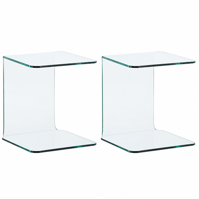 Cornelis glazen bijzettafels transparant - 53 x 45 cm - Set van 2