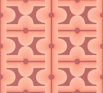 Vliesbehang met abstract patroon in retrostijl – rood, oranje
