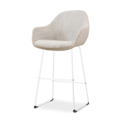 Barkruk Nino-Mae met armleuningen - wit onderstel 75 cm