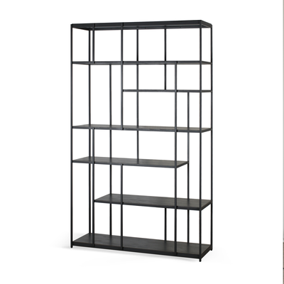Vakkenkast Studio rek - teak zwart - 120x40x205